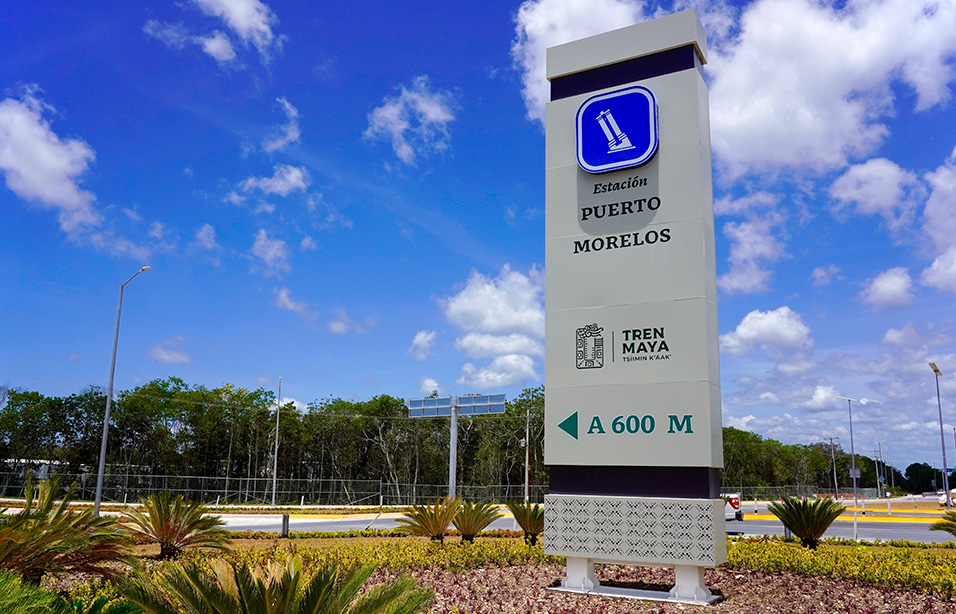 Maya train station in Puerto Morelos